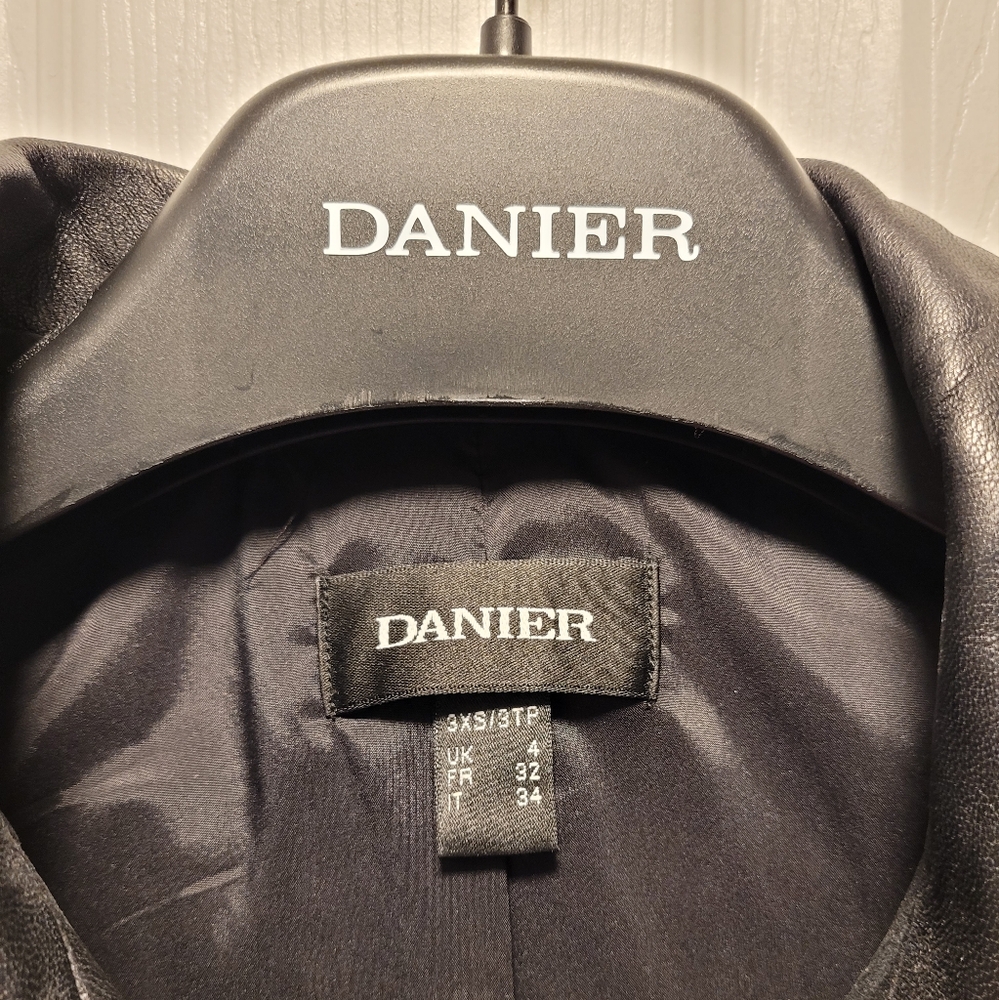 Danier Black Leather Moto Jacket Asymmetrical Design - Picture 3 of 4
